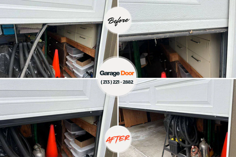 Before and after: garage door repair Rutherford College, NC
